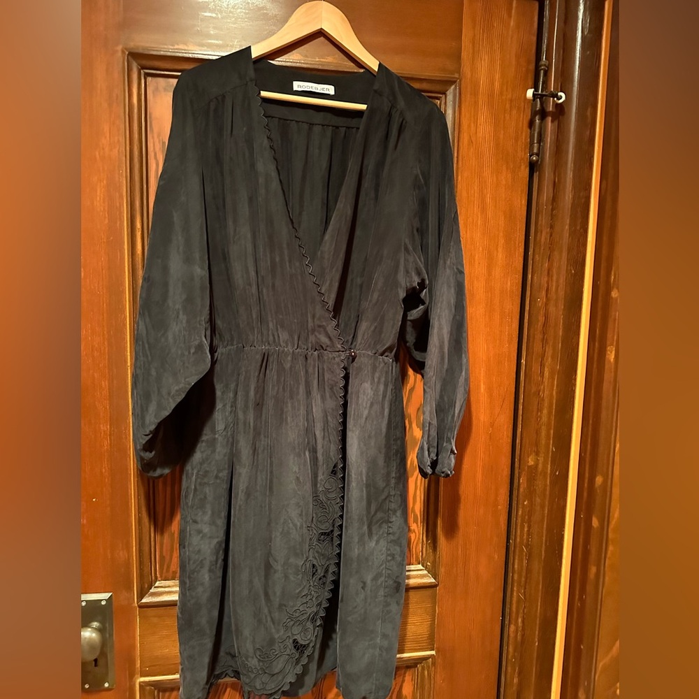 Silky black wrap dress
